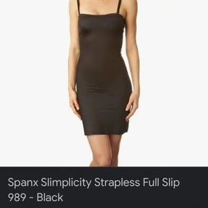 SPANX SLIMPLICITY STRAP/STRAPLESS FULL SLIP BLACK SZ L